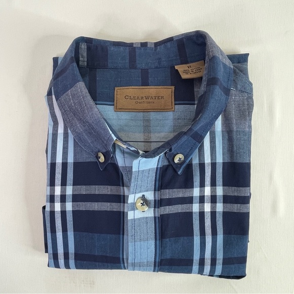Clear Water Outfitters Men’s Short Sleeve Plaid Button Down Shirt Size XL - Picture 9 of 9